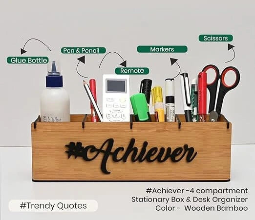 Multifunctional Office Supplies Desk Organiser Table Stationery Office Organizer, Motivational gift (Achiver (Bamboo))