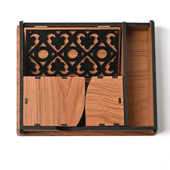 Tissue Paper Holder for Dining Table with Toothpick Holder Designer 5 Compartment Dining Table Accessories for Home Decor