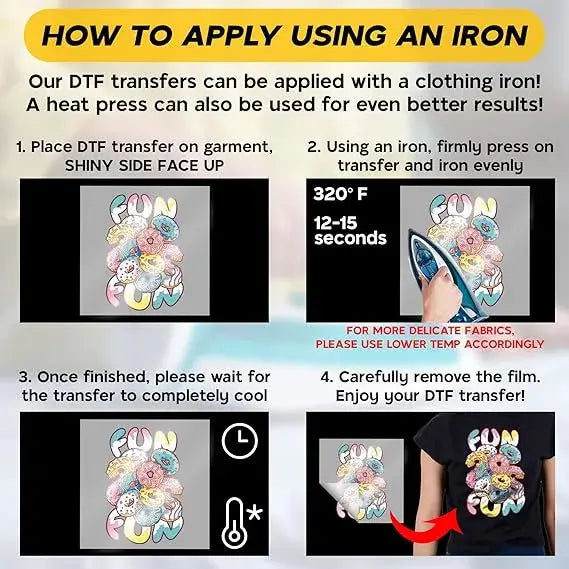 VulgrCo Custom Iron On DTF Transfers DIY, Custom Designs, Any Logo, Any Design, Text, Photo Direct to Film Transfers (DTF by Size)