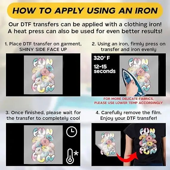 VulgrCo Custom Iron On DTF Transfers DIY, Custom Designs, Any Logo, Any Design, Text, Photo Direct to Film Transfers (DTF by Size)