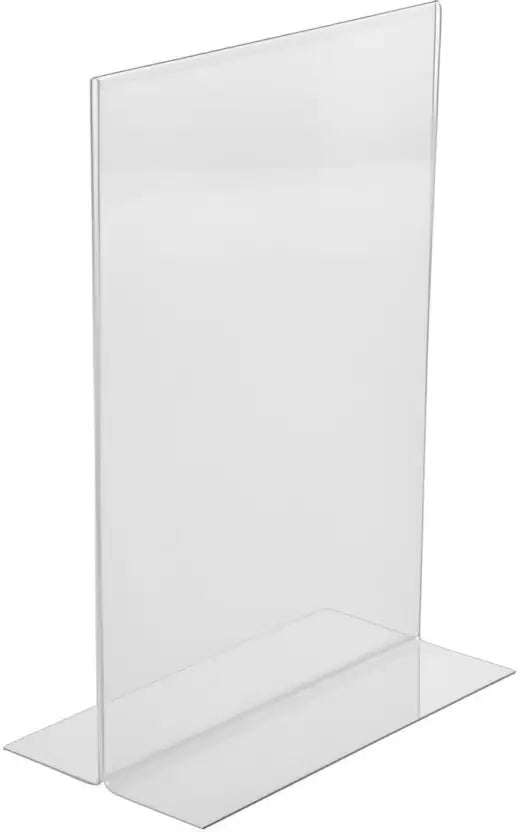 Idea Acrylic Sign Holder | Table Sign Holder Double Sided T Shape | Clear Plastic Desktop Display Holder | Vertical Menu Stand (Sign Holders for School, Office, Hotel, Party (Set 0f 5)