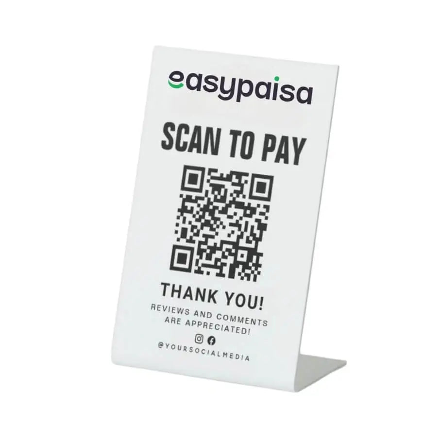 A5 Size, Acrylic High Quality QR Code Stand Bar Code Stand , Acrylic QR Code Display Stand L Shape Portrait Style Display Stand (White)