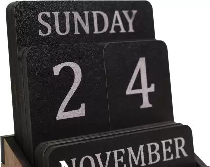 Wooden Calendar for Office Table, 100 Years Calendar, Stylish Unique Calendar. Life Time Table Calendar (Brown, Black, Desktop)