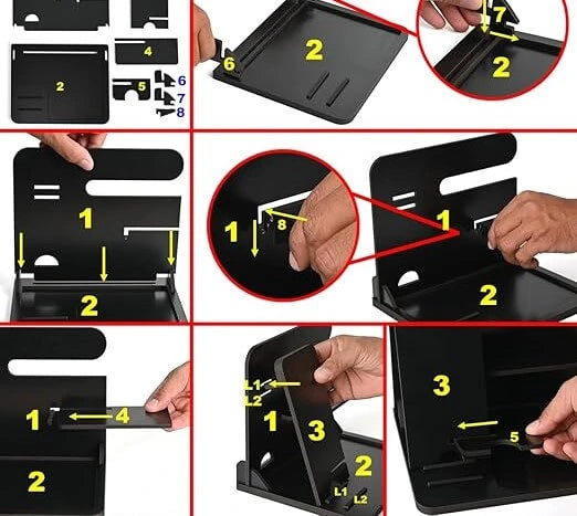 Desk Organizer & Docking Station (6 in 1) with Mobile Stand Gift for Him Gift for Husband Gift for Brother Table Organizer (Black)