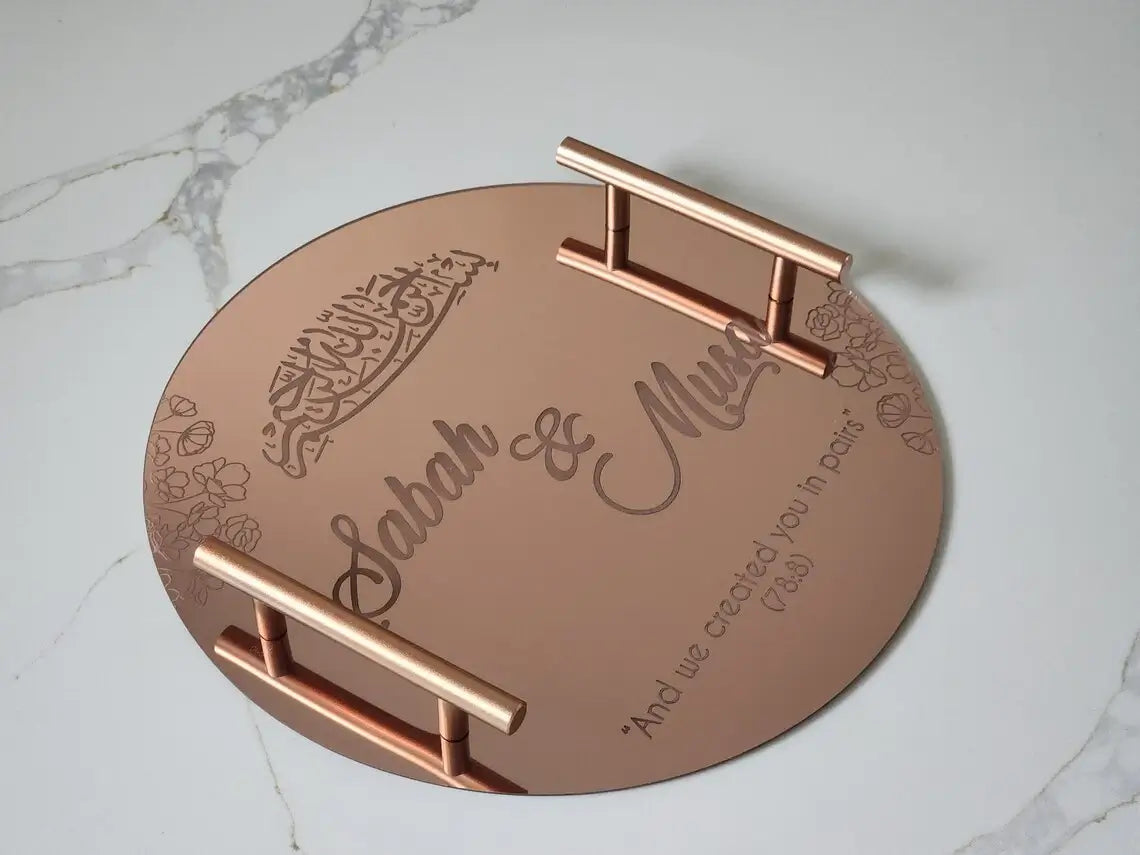 Beautiful laser engraved acrylic ring tray-Decorative Tray for couple