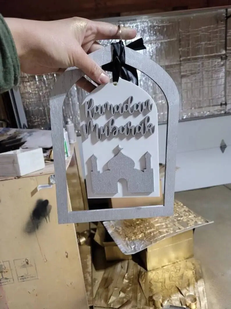 Eid Mubarak-Ramadan Mubarak Reversable sign-Wooden/Acrylic
