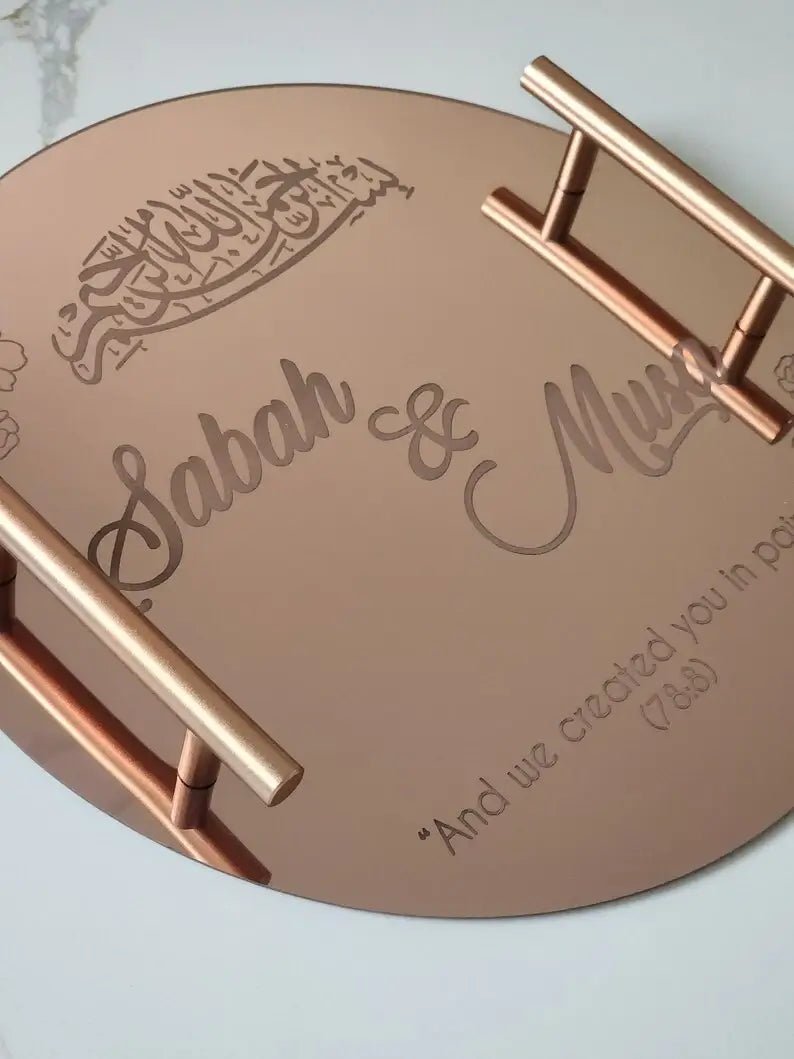 Beautiful laser engraved acrylic ring tray - Decorative Tray for couple