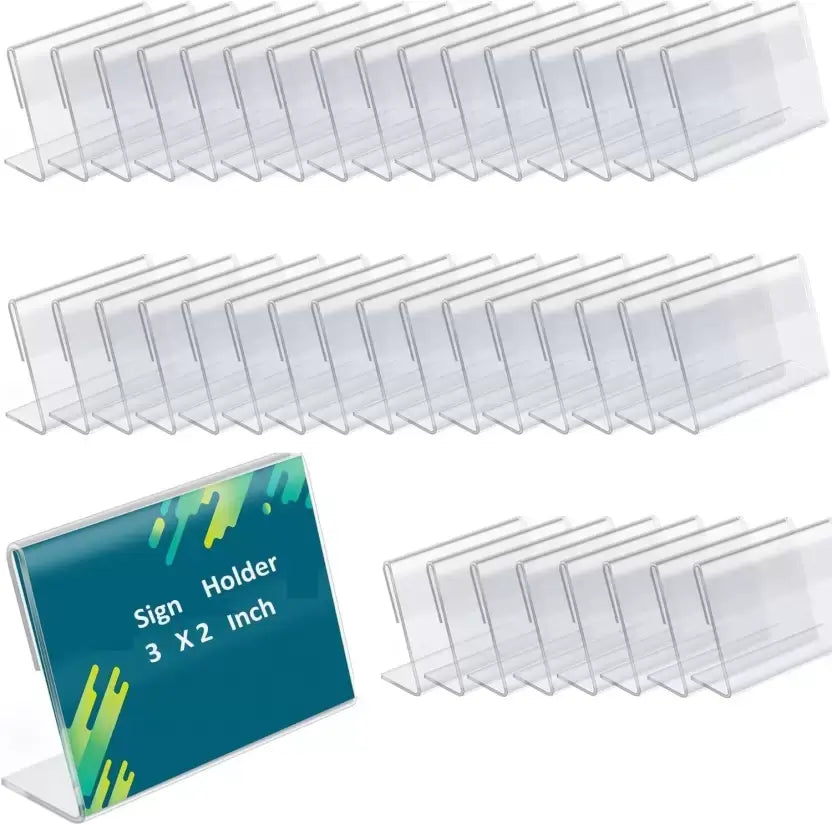 PRIBOX 1 Acrylic Stylish Table Display – Transparent Sign Holder for Menus (3inch x 2inch) (Pack of 10 Transparent)