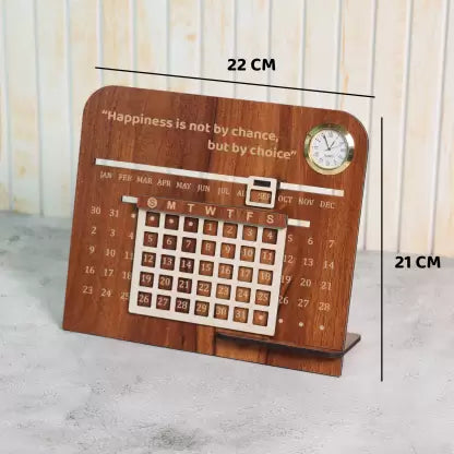 Wooden Lifetime Infinite Motivational Desk Table Calendar for office/home Life Time Table Calendar (Brown, Made in Pakistan)