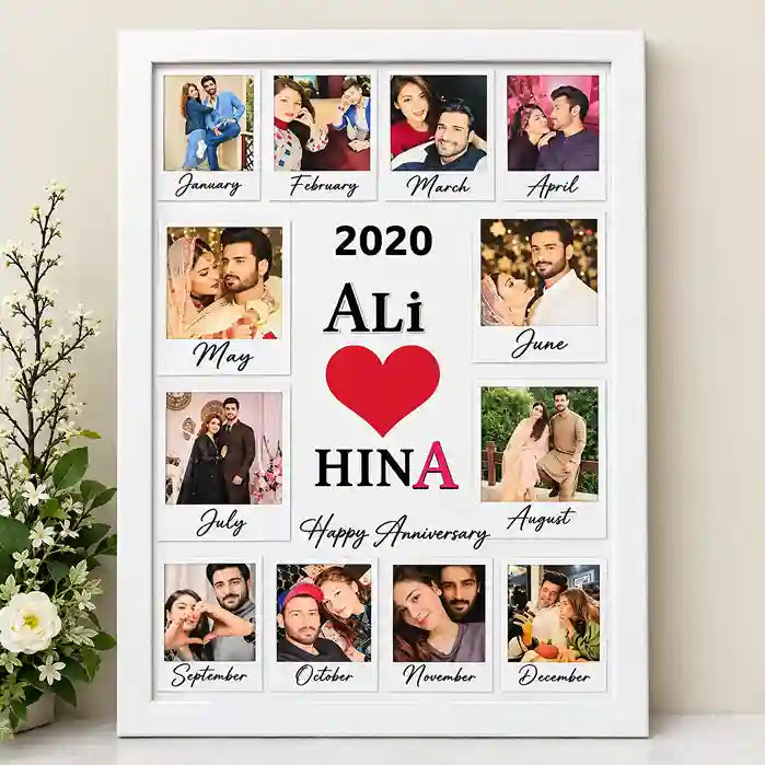 Best Anniversary Gift – 12 Months Couple Polaroid Memory Frame