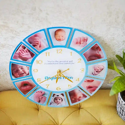 Personalized Photo Clock| Blue