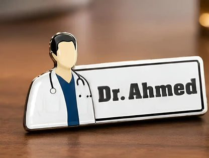 Customized Acrylic Doctor Name Badge Pin | Personalized Medical Brooch for Doctors & Nurses | Name Badge