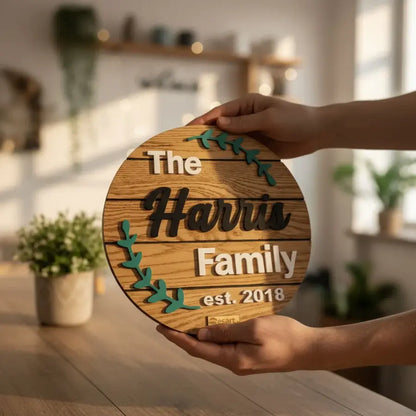Customised Heritage Wooden Name & Logo Frame