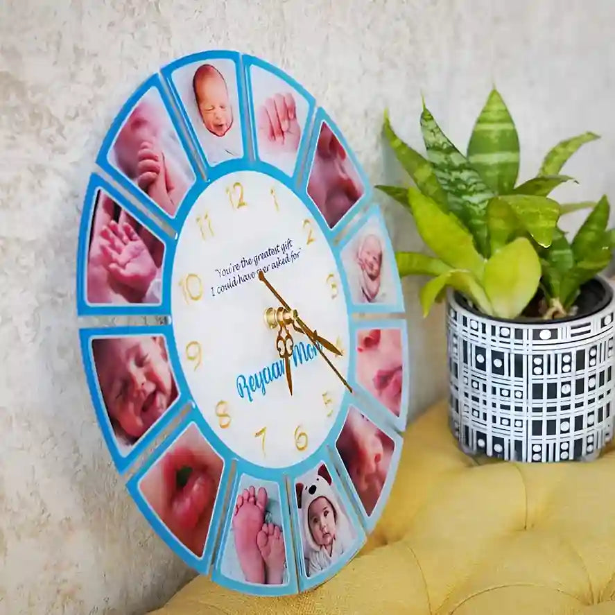 Personalized Photo Clock| Blue