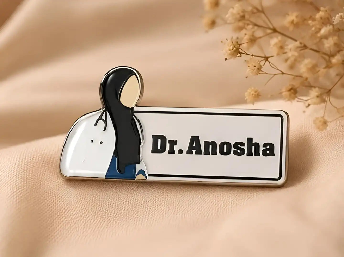 Customized Acrylic Doctor Name Badge Pin | Personalized Medical Brooch for Doctors & Nurses | Name Badge