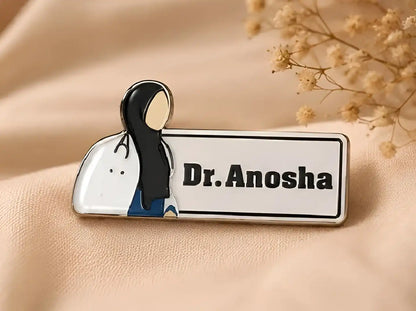 Customized Acrylic Doctor Name Badge Pin | Personalized Medical Brooch for Doctors & Nurses | Name Badge