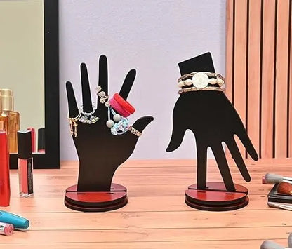 Engineered Wood Finger Rings Jewellery Stand Hand Shaped Ring Holder Premium Mannequin (Pack Of 2)