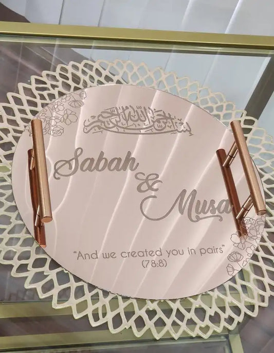Beautiful laser engraved acrylic ring tray-Decorative Tray for couple
