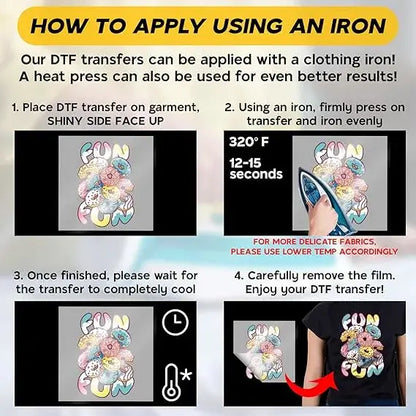 VulgrCo Custom Iron On DTF Transfers DIY, Custom Designs, Any Logo, Any Design, Text, Photo Direct to Film Transfers (DTF by Size)