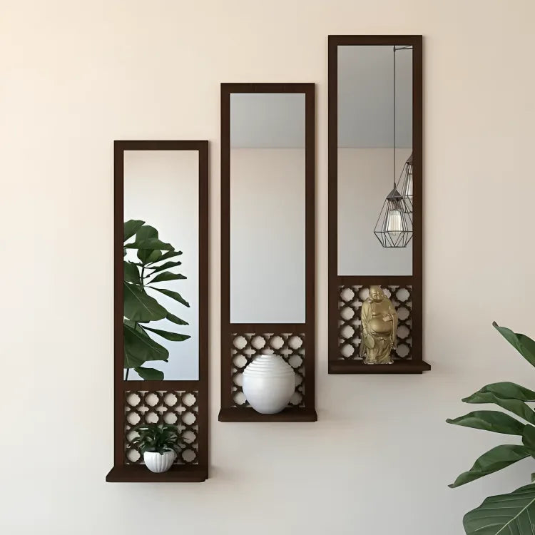Rectangle Floating Shelf with Acrylic Mirror