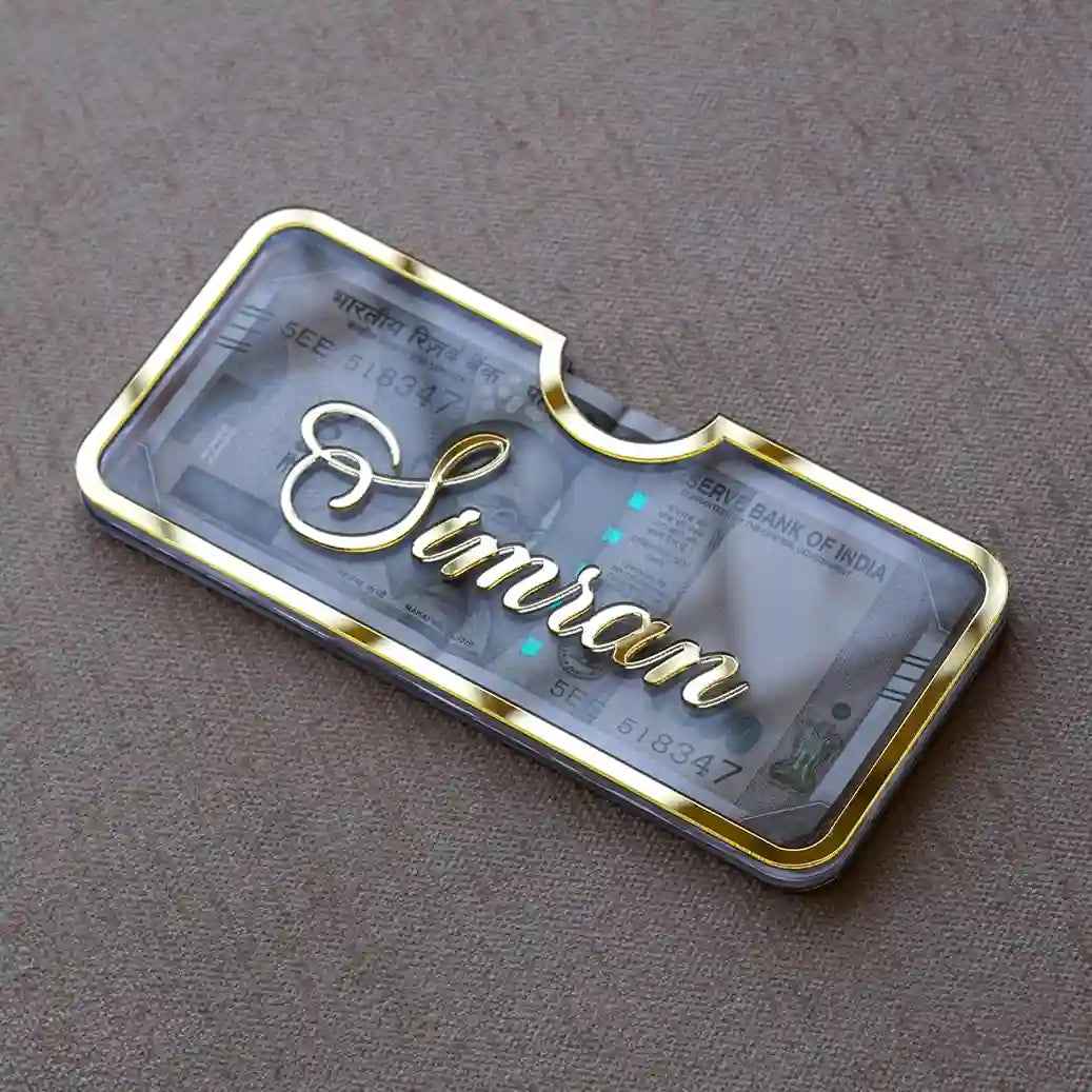 Customizable Haq Mahr Money Gift Envelope, Golden Acrylic with Name Embossing, Holds 20 Notes, Customizable Wedding Gift
