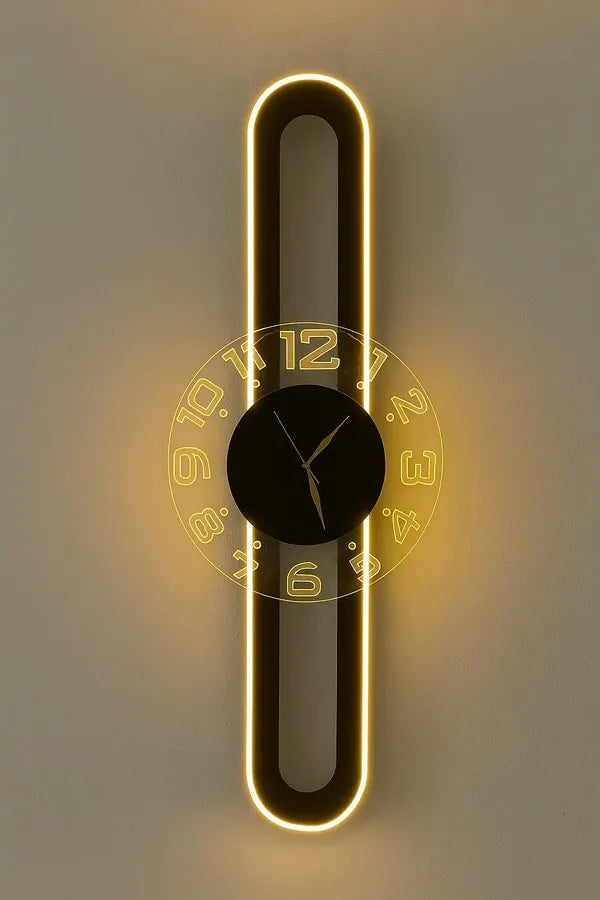 AuraClock 2-in-1 vertical and Horizontal clock Home and Office Wall with neon light ambiance