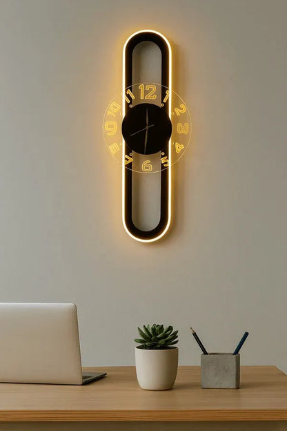 AuraClock 2-in-1 vertical and Horizontal clock Home and Office Wall with neon light ambiance