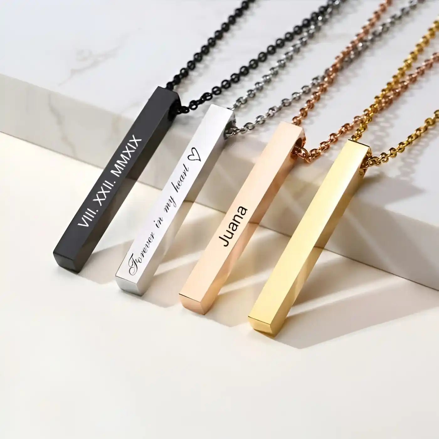 4D Bar Necklace With Customized Original Chrome Polished Imported Quality