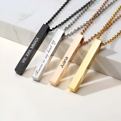 4D Bar Necklace With Customized Original Chrome Polished Imported Quality