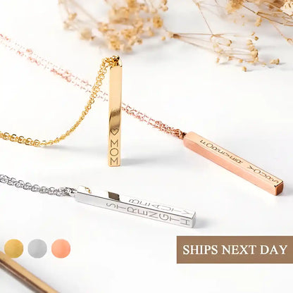 4D Bar Necklace With Customized Original Chrome Polished Imported Quality