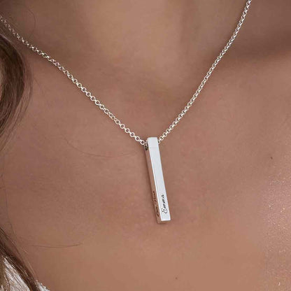 4D Bar Necklace With Customized Original Chrome Polished Imported Quality