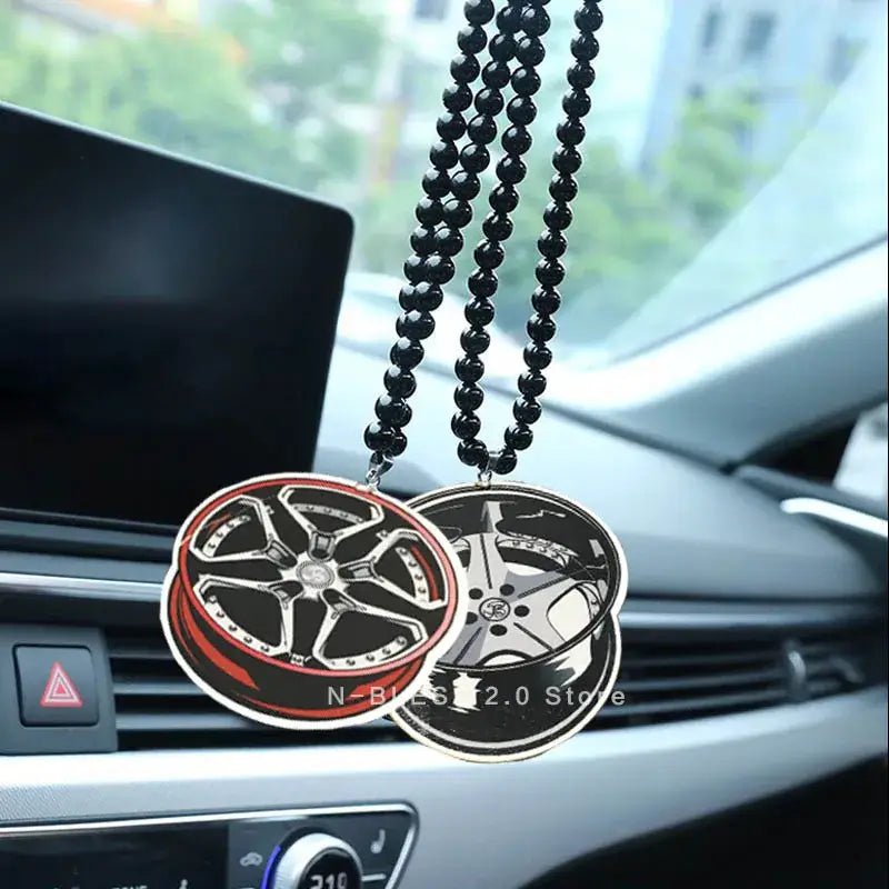 High - grade acrylic car modification model car mirror hanging pendant Wheel Hub air freshener car hanging perfume pendant