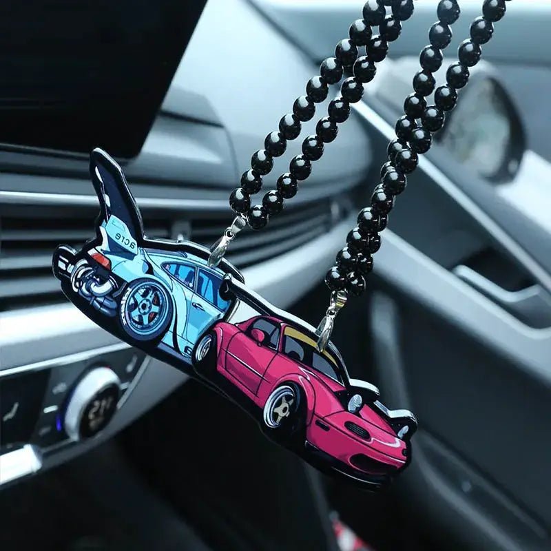 High - grade acrylic car modification model car mirror hanging pendant Wheel Hub air freshener car hanging perfume pendant
