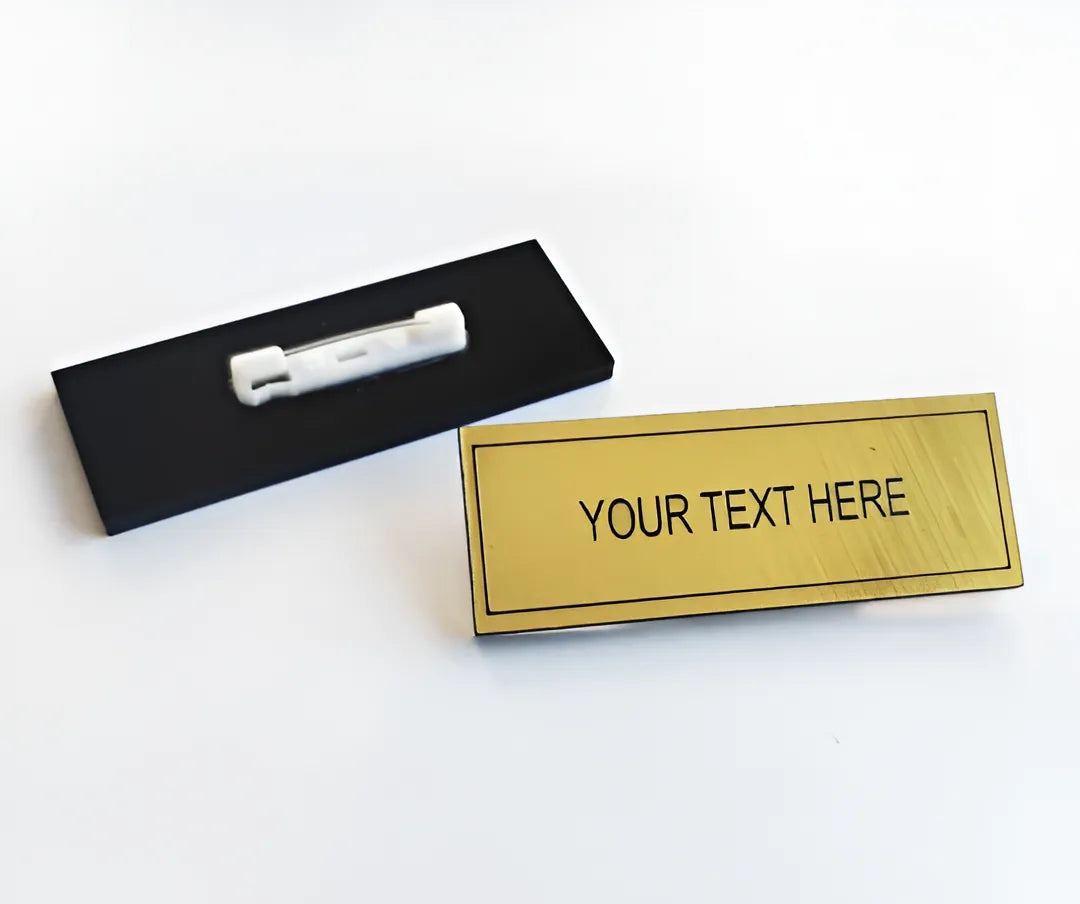 Customise/Personalise Gold Base acrylic name Badge