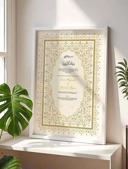 Luxurious Nikah Certificate Frame for Couples – Customizable