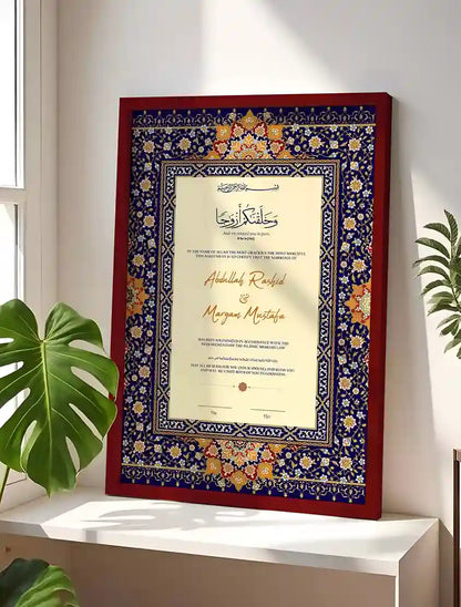 Luxury Marriage Certificate Frame for Muslim Weddings – Customizable