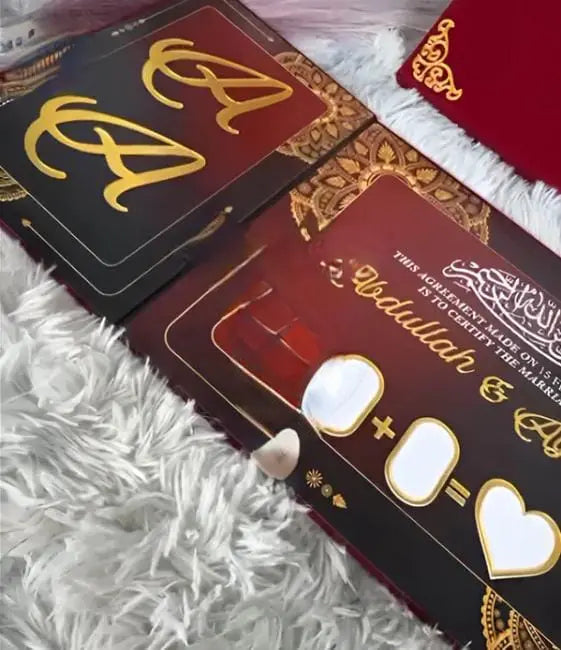 Three fold Acrylic Nikkah Book let with premium valvet box. Large Size A3 size
