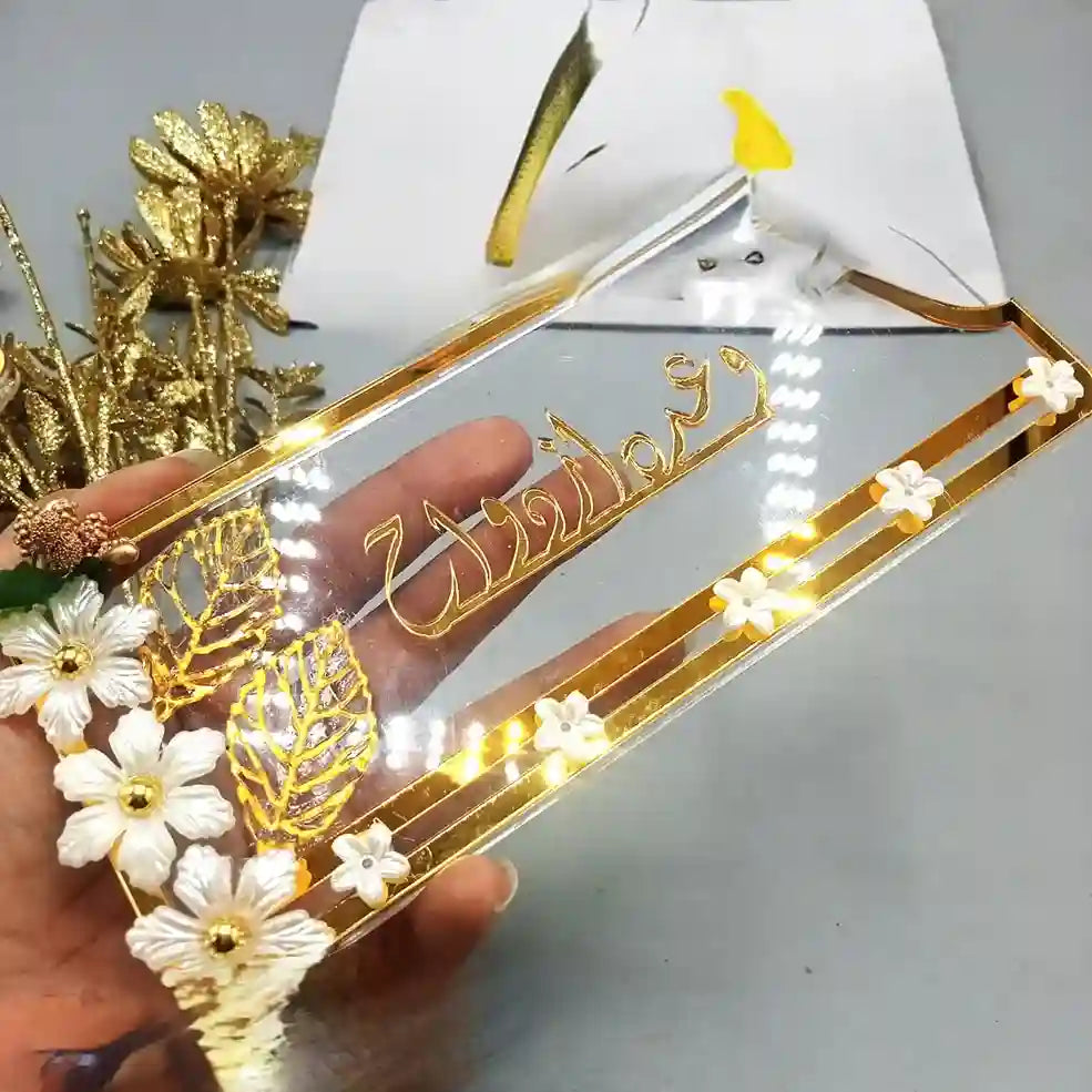Customized Haq Mehar/Engagement Envelope With Flower Decor