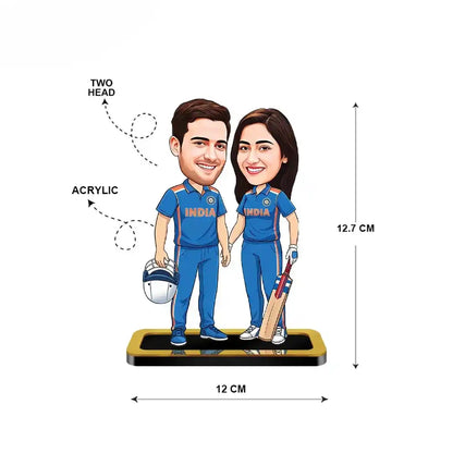 Cricket Theme Couple Caricature
