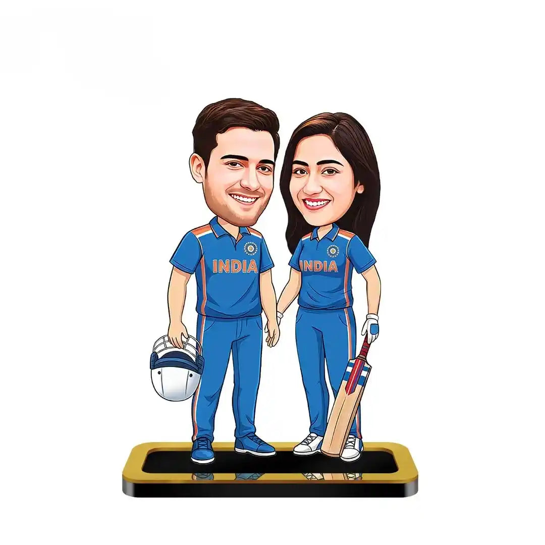 Cricket Theme Couple Caricature