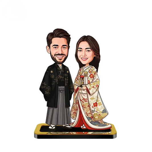 Japanese Traditional Couple Wedding Caricature