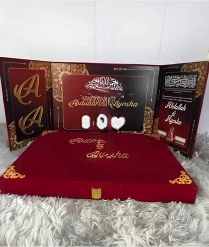 Three fold Acrylic Nikkah Book let with premium valvet box. Large Size A3 size