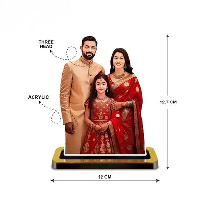 Family Caricature, Parents And Girl