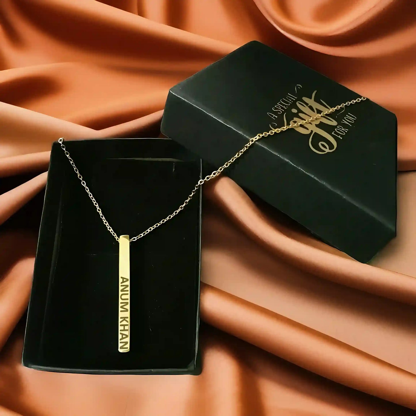 4D Bar Necklace With Customized Original Chrome Polished Imported Quality