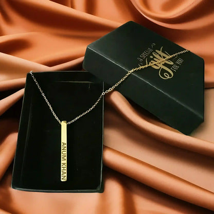4D Bar Necklace With Customized Original Chrome Polished Imported Quality