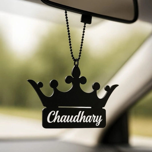 Personalized Crown Name Car Hanging – Custom Acrylic Nameplate – Perfect For Your Car – Customized Car Hanging