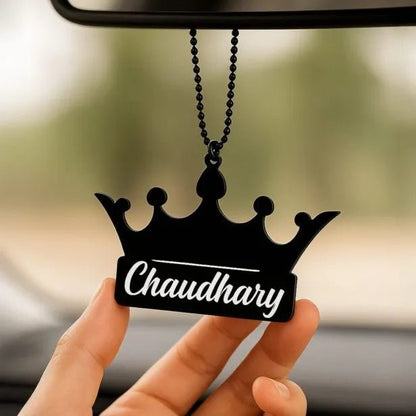 Personalized Crown Name Car Hanging – Custom Acrylic Nameplate – Perfect For Your Car – Customized Car Hanging