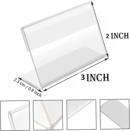 PRIBOX 1 Acrylic Stylish Table Display – Transparent Sign Holder for Menus (3inch x 2inch)  (Pack of 10 Transparent)