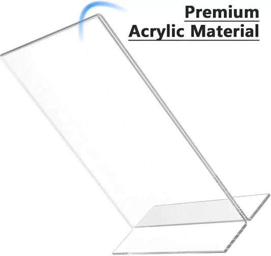 Idea Acrylic Sign Holder | Table Sign Holder Double Sided T Shape | Clear Plastic Desktop Display Holder | Vertical Menu Stand  (Sign Holders for School, Office, Hotel, Party (Set 0f 5)