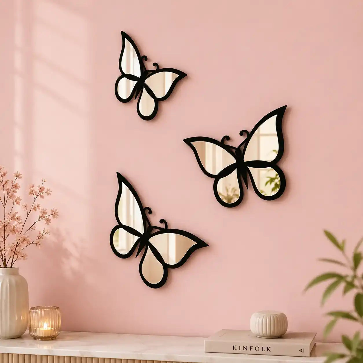 3D Black Silver Butterfly Set